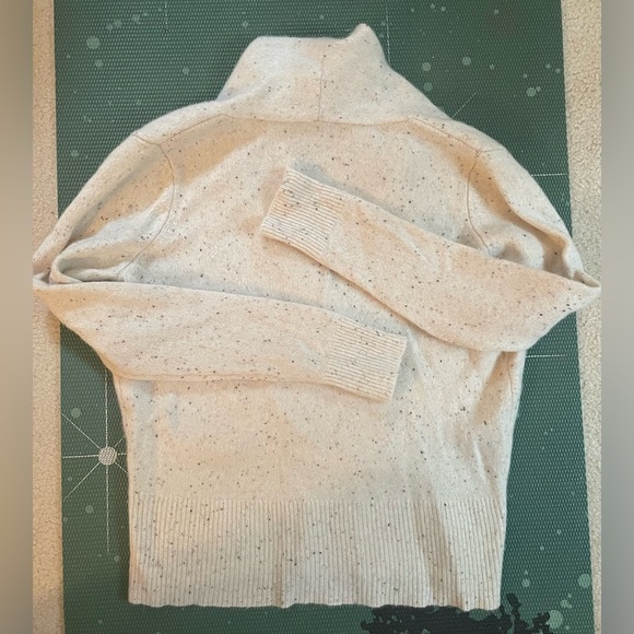 Ann Taylor Cashmere Shawl Collar Wrap Sweater Speckled Cream in Large - Picture 2 of 7
